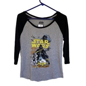 Star Wars Juniors 3/4 Sleeve Tee - Black and Gray